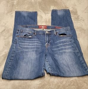 Lucky Brand Womens 14/32 Sienna Tomboy Straight Cut Blue Denim Jeans Distressed